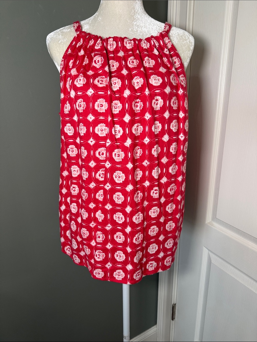 Wonderly Women’s XL Red Indigo Bandana Cotton Tie Back Tank Top NWT